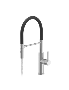QUADRON ANDY steel kitchen faucet steel / black hose - 1 2