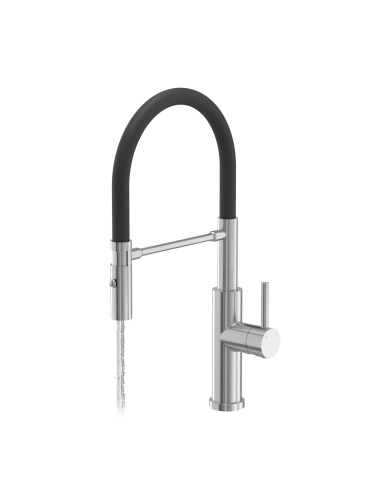 QUADRON ANDY steel kitchen faucet steel / black hose - 2