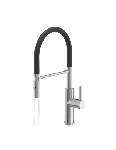QUADRON ANDY steel kitchen faucet steel / black hose - 3