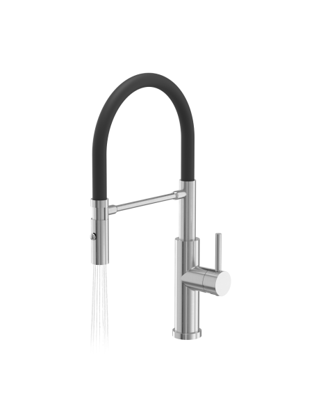 QUADRON ANDY steel kitchen faucet steel / black hose - 3