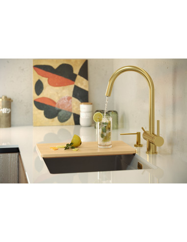 QUADRON CAREN three-way steel kitchen faucet nano PVD gold. - 3