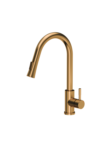 JULIA SteelQ Pull Out + Stream Change kitchen faucet PVD copper - 1