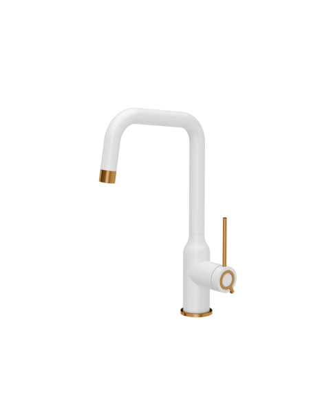 NATALIE Q LINE SteelQ kitchen faucet / snow white mat / copper nano PVD - 1 NATALIE Q LINE SteelQ kitchen faucet / snow white mat / copper nano PVD - 1