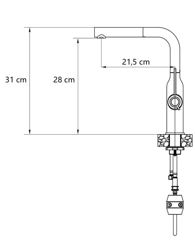 QUADRON ANGELINA Q LINE SteelQ kitchen faucet with pull-out spout / pure carbon mat /gold nano PVD - 2