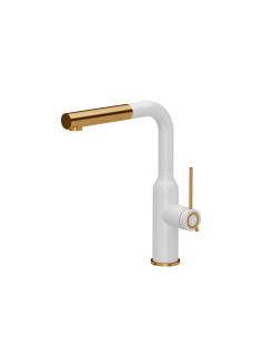 QUADRON ANGELINA Q LINE SteelQ kitchen faucet with pull-out spout / snow white mat / copper nano PVD - 1