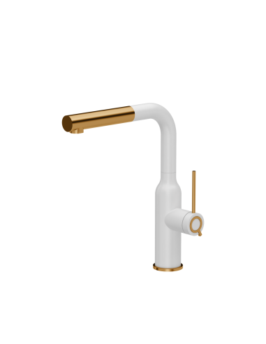QUADRON ANGELINA Q LINE SteelQ kitchen faucet with pull-out spout / snow white mat / copper nano PVD - 1