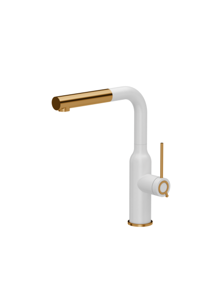 QUADRON ANGELINA Q LINE SteelQ kitchen faucet with pull-out spout / snow white mat / copper nano PVD - 1
