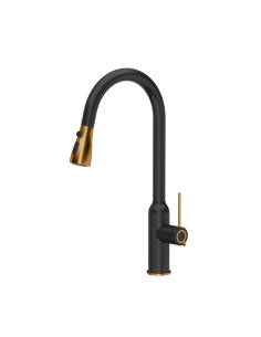 JESSICA Q LINE SteelQ kitchen faucet with pull-out spout and shower function / pure carbon mat / copper nano PVD - 1
