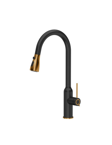 JESSICA Q LINE SteelQ kitchen faucet with pull-out spout and shower function / pure carbon mat / copper nano PVD - 1 JESSICA Q LINE SteelQ kitchen faucet with pull-out spout and shower function / pure carbon mat / copper nano PVD - 1