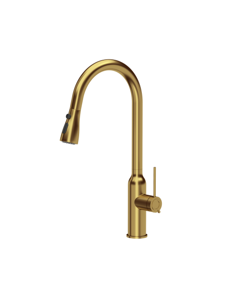 JESSICA Q LINE SteelQ kitchen faucet with pull-out spout and shower function / gold nano PVD - 1