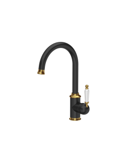 RACHEL SteelQ kitchen faucet with a ceramic finish / pure carbon mat / gold nano PVD / white ceramics - 1