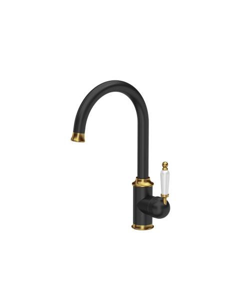 RACHEL SteelQ kitchen faucet with a ceramic finish / pure carbon mat / gold nano PVD / white ceramics - 1
