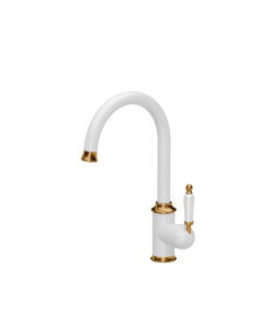 RACHEL SteelQ kitchen faucet with a ceramic finish / snow white mat / copper nano PVD / white ceramics - 1