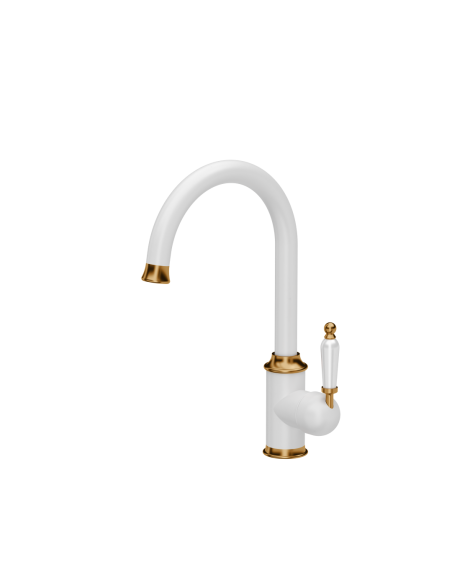 RACHEL SteelQ kitchen faucet with a ceramic finish / snow white mat / copper nano PVD / white ceramics - 1