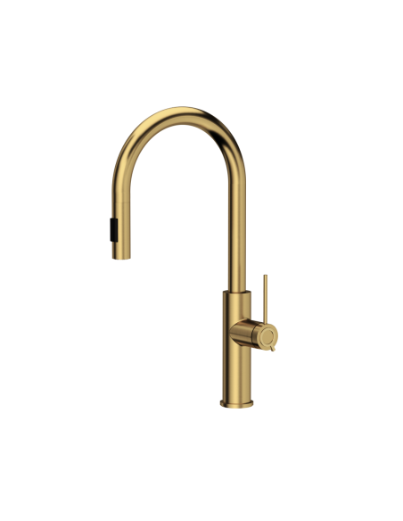 JENNIFER Q LINE SLIM SteelQ kitchen faucet with pull-out spout and shower function / gold nano PVD - 1