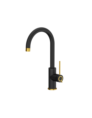 JODIE Q LINE SLIM SteelQ kitchen faucet / pure carbon mat / gold nano PVD - 1