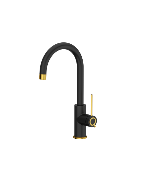 JODIE Q LINE SLIM SteelQ kitchen faucet / pure carbon mat / gold nano PVD - 1