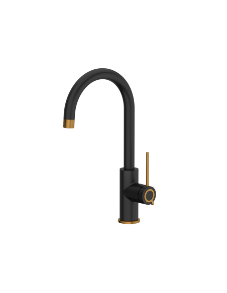 JODIE Q LINE SLIM SteelQ kitchen faucet / pure carbon mat / copper nano PVD - 1