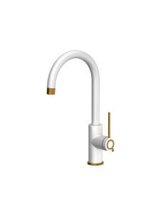 JODIE Q LINE SLIM SteelQ kitchen faucet / snow white mat / copper nano PVD - 1