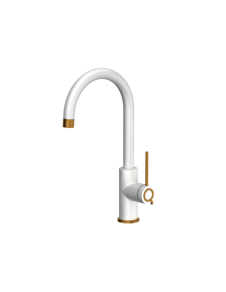 JODIE Q LINE SLIM SteelQ kitchen faucet / snow white mat / copper nano PVD - 1