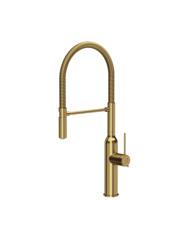 MARILYN Q LINE SteelQ kitchen faucet with a movable spring spout / gold nano PVD - 1
