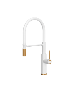 QUADRON GEMMA Q LINE SteelQ kitchen faucet with a movable stretch spout / snow white mat / copper nano PVD / white hose - 1
