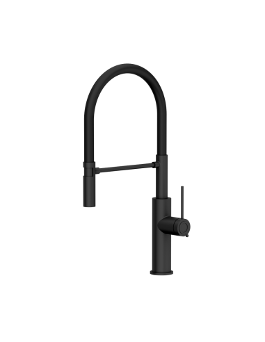 QUADRON GEMMA Q LINE SteelQ kitchen faucet with a movable stretch spout / pure carbon / black hose - 1