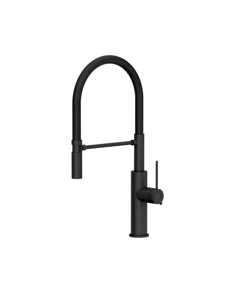 QUADRON GEMMA Q LINE SteelQ kitchen faucet with a movable stretch spout / pure carbon / black hose - 1