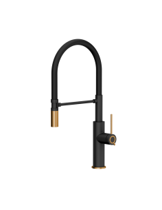 QUADRON GEMMA Q LINE SteelQ kitchen faucet with a movable stretch spout pure carbon mat / copper nano PVD / black hose - 1