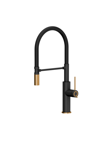 QUADRON GEMMA Q LINE SteelQ kitchen faucet with a movable stretch spout pure carbon mat / copper nano PVD / black hose - 1