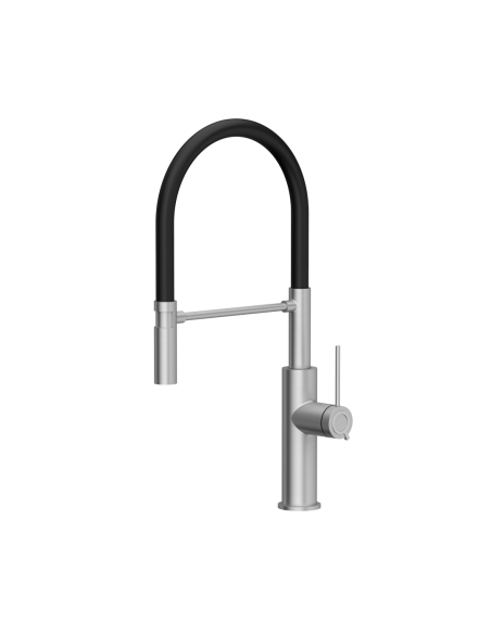 QUADRON GEMMA Q LINE SteelQ kitchen faucet with a movable stretch spout / steel / black hose - 1