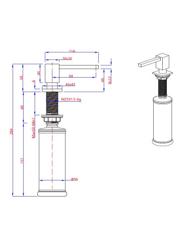 EMMA Square liquid dispenser / steel - 2