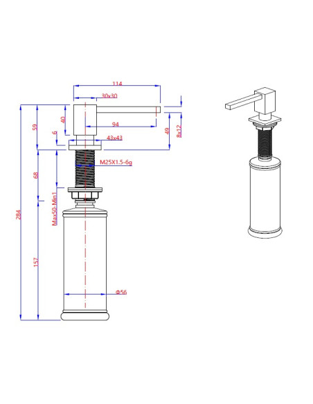 EMMA Square liquid dispenser / steel - 2