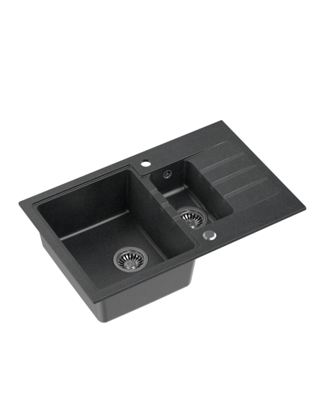 PETER 156 GraniteQ black dotted, with manual siphon and plug - 1