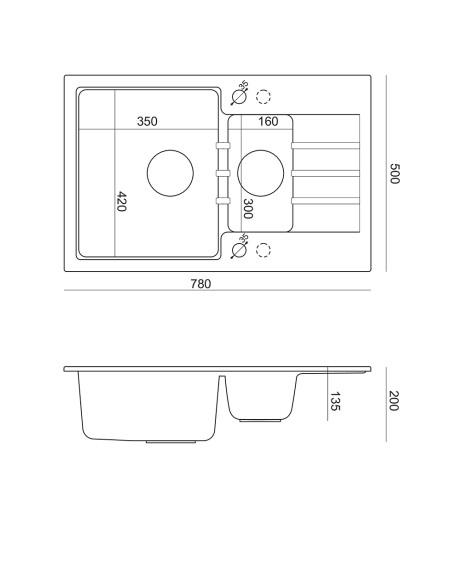 PETER 156 GraniteQ silver stone, with manual siphon and plug - 7