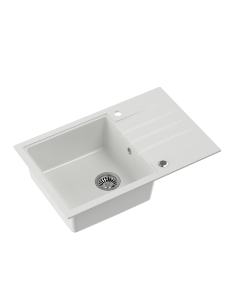 PETER 111 GraniteQ snow white, with manual siphon and plug - 1