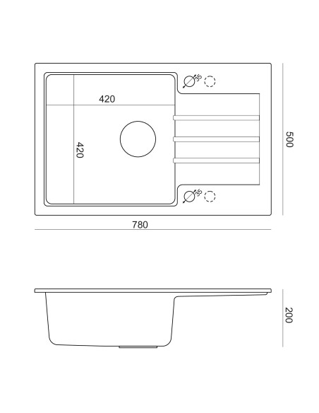 PETER 111 GraniteQ snow white, with manual siphon and plug - 3