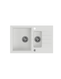 PETER 156 GraniteQ snow white, with manual siphon and plug - 1 2