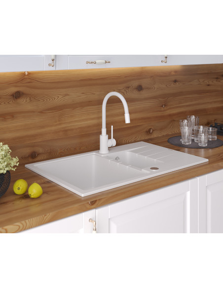 PETER 156 GraniteQ snow white, with manual siphon and plug - 4
