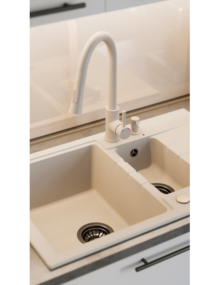 PETER 156 GraniteQ snow white, with manual siphon and plug - 5