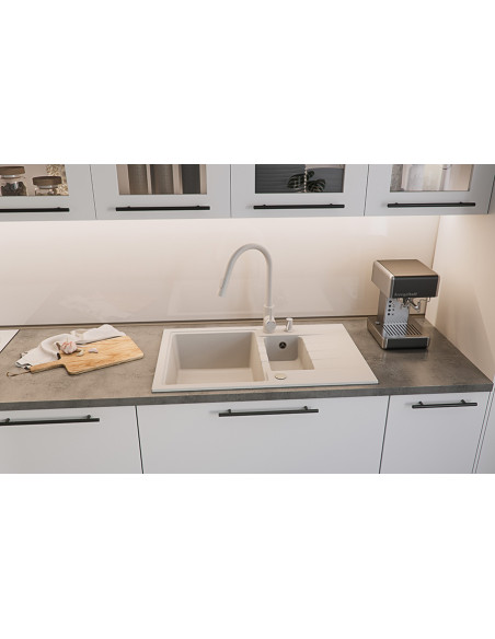 PETER 156 GraniteQ snow white, with manual siphon and plug - 6