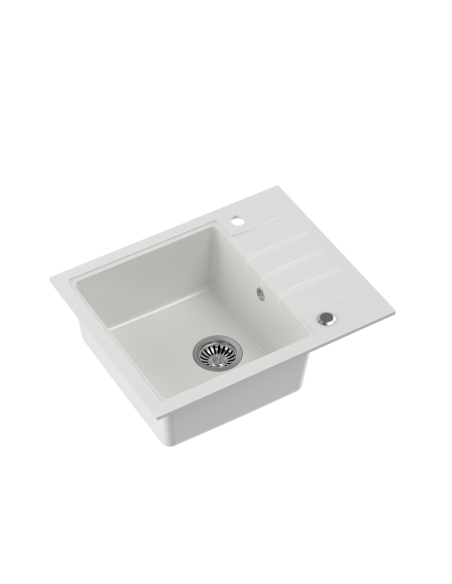 PETER 116 GraniteQ snow white, with manual siphon and plug - 1