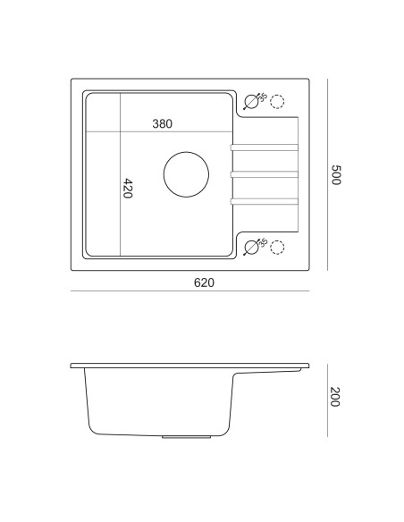 PETER 116 GraniteQ snow white, with manual siphon and plug - 3