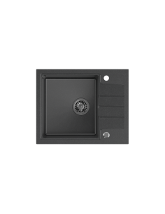 PETER 116 GraniteQ black dotted, with manual siphon and plug - 1 2