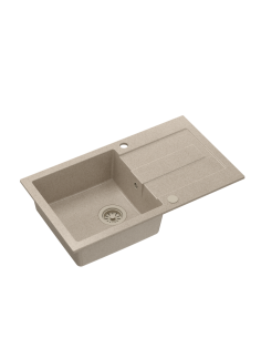 CHRISTIAN 111 Steingran beige, with manual siphon and plug (1 bowl 37x38 cm) - 1
