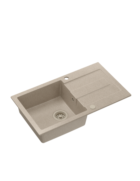 CHRISTIAN 111 Steingran beige, with manual siphon and plug (1 bowl 37x38 cm) - 1