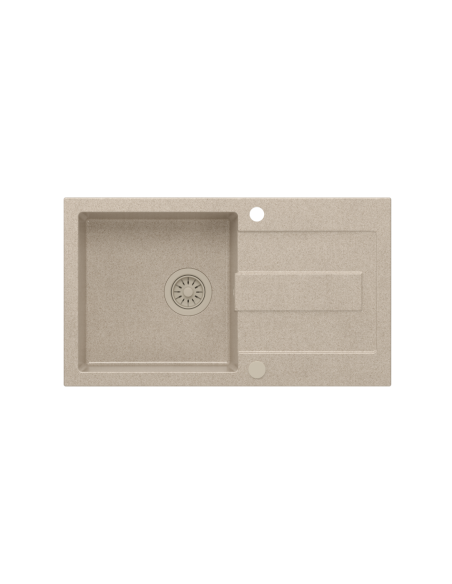 CHRISTIAN 111 Steingran beige, with manual siphon and plug (1 bowl 37x38 cm) - 2