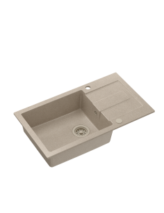 CHRISTIAN 136 XL Steingran beige, with manual siphon and plug (1 bowl 45x38 cm) - 1