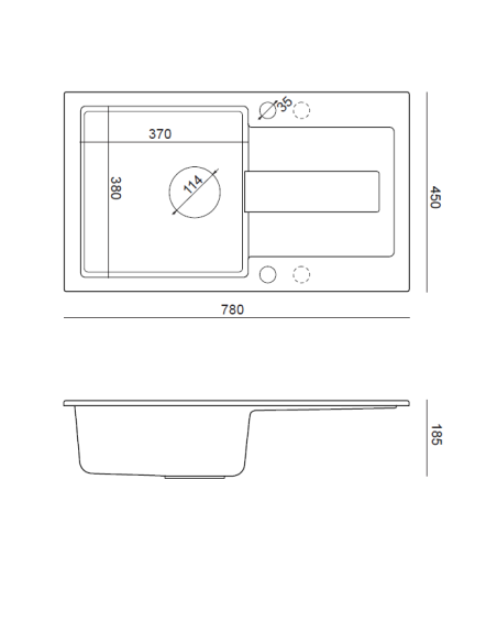 CHRISTIAN 111 Steingran beige, with manual siphon and plug (1 bowl 37x38 cm) - 3