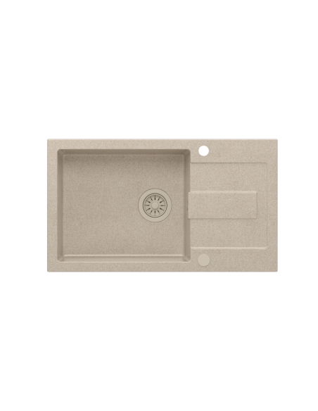 CHRISTIAN 136 XL Steingran beige, with manual siphon and plug (1 bowl 45x38 cm) - 2